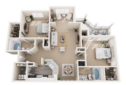 Floor plan for 2 beds, 2 baths, 1410 sqft